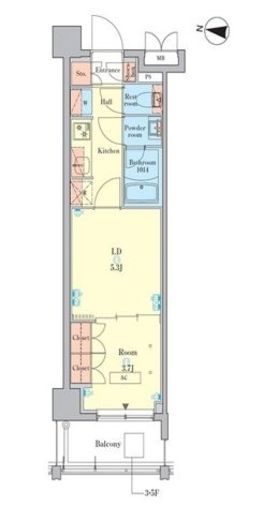RJRプレシア千鳥　509号室　間取り