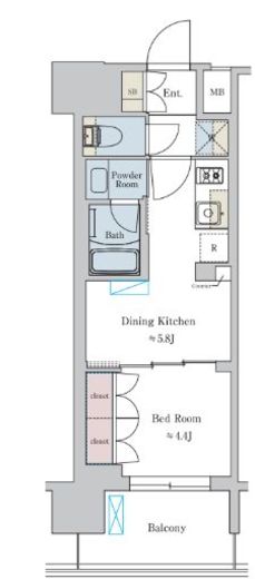ブリリアイスト大井町　407号室　間取り