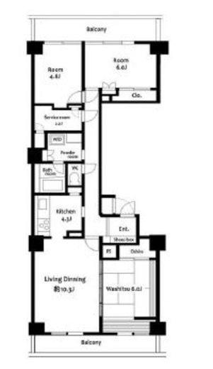 芝浦スクエアハイツ　902号室　間取り