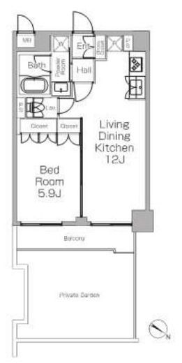 プラウドフラット三軒茶屋Ⅱ　106号室　間取り