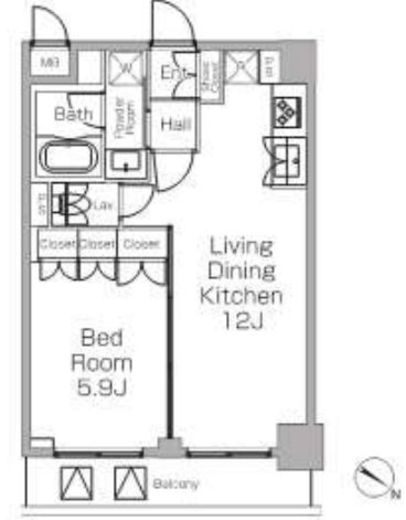 プラウドフラット三軒茶屋Ⅱ　206号室　間取り