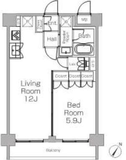 プラウドフラット三軒茶屋Ⅱ　305号室　間取り