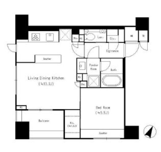 パークリュクス西麻布　601号室　間取り