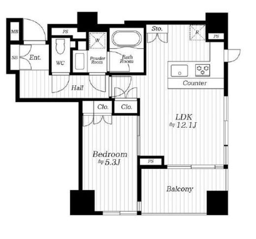 パークリュクス西麻布　904号室　間取り
