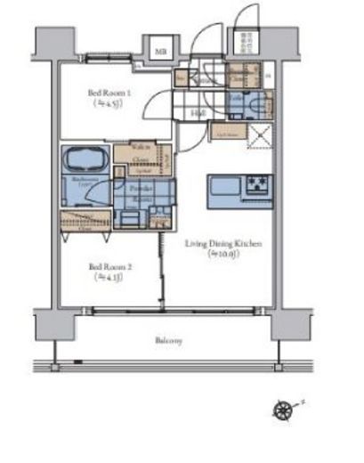 エスティメゾン大森　1304号室　間取り