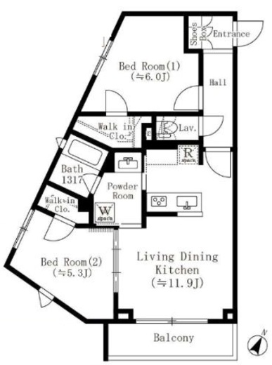 バルム下馬　206号室　間取り