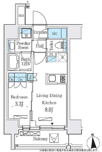シーズンフラッツ大森北　801号室　間取り