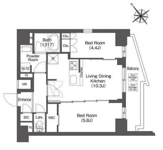 コンフォリア東大井Ⅱ　1301号室　間取り