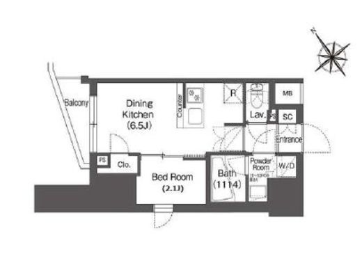 コンフォリア東大井Ⅱ　1303号室　間取り