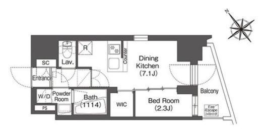 コンフォリア東大井Ⅱ　702号室　間取り