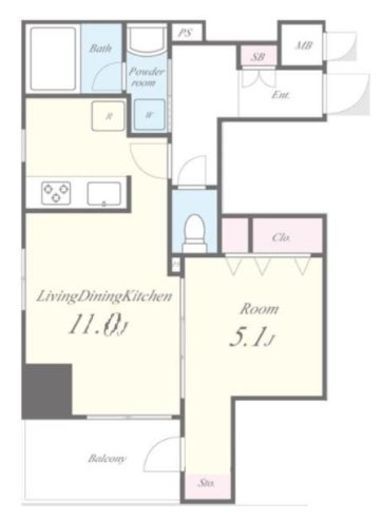 Laurus武蔵小山 (ラウルス武蔵小山)　6A号室　間取り