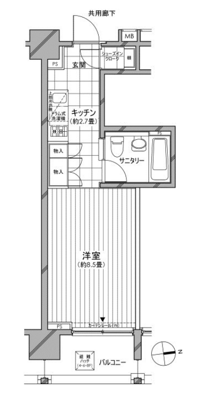カスタリア麻布十番七面坂　506号室　間取り