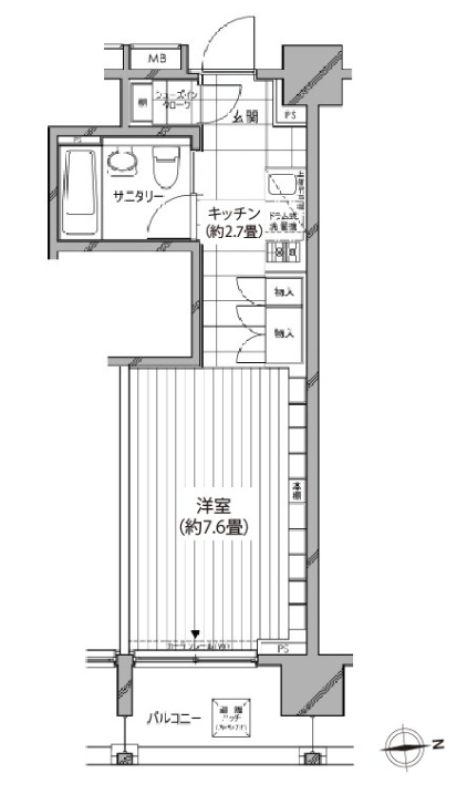 カスタリア麻布十番七面坂　807号室　間取り