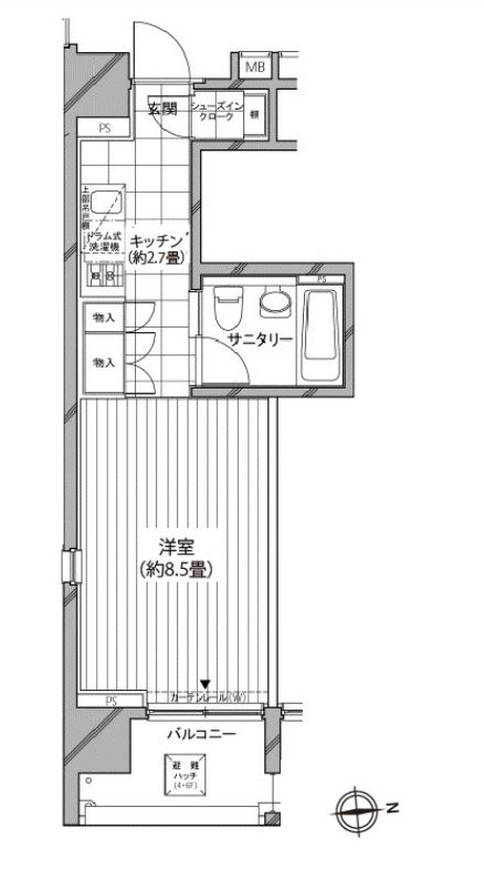 カスタリア麻布十番七面坂　308号室　間取り