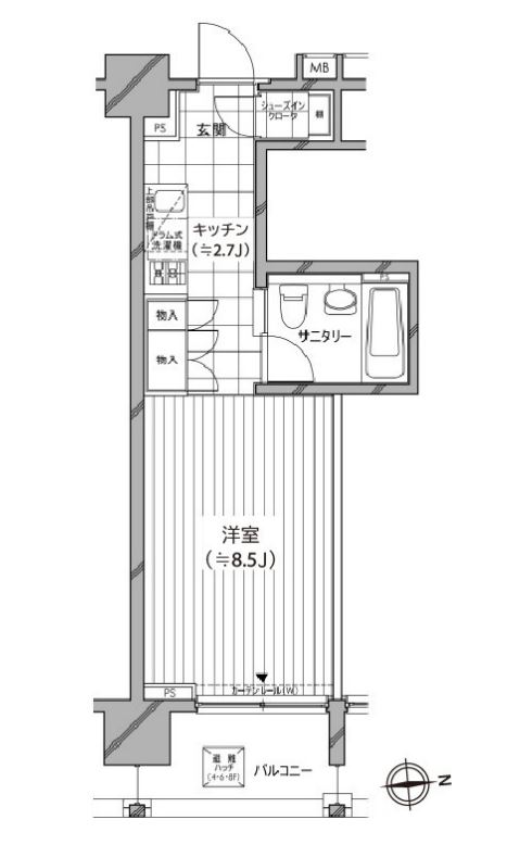 カスタリア麻布十番七面坂　206号室　間取り