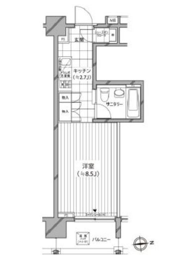 カスタリア麻布十番七面坂　602号室　間取り