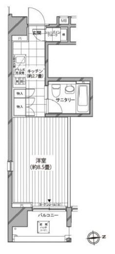 カスタリア麻布十番七面坂　708号室　間取り