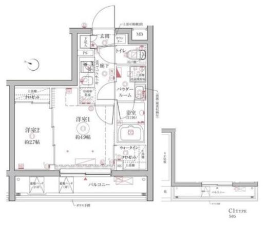 クレイシア西馬込　505号室　間取り