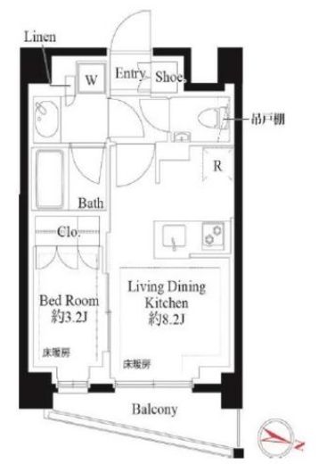 343 RESIDENCE SHINAGAWA (343レジデンス品川)　305号室　間取り