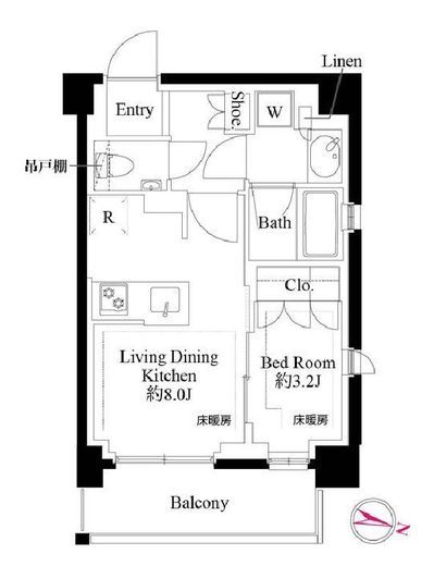 343 RESIDENCE SHINAGAWA (343レジデンス品川)　306号室　間取り