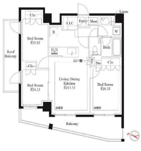 343 RESIDENCE SHINAGAWA (343レジデンス品川)　501号室　間取り