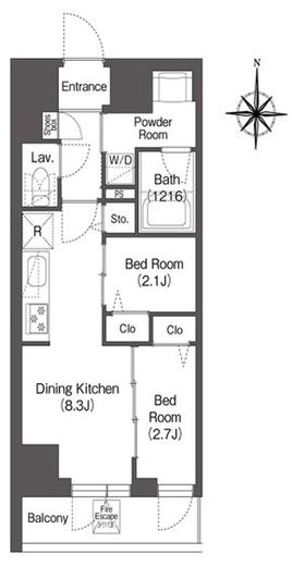 コンフォリア・リヴ西蒲田　1202号室　間取り