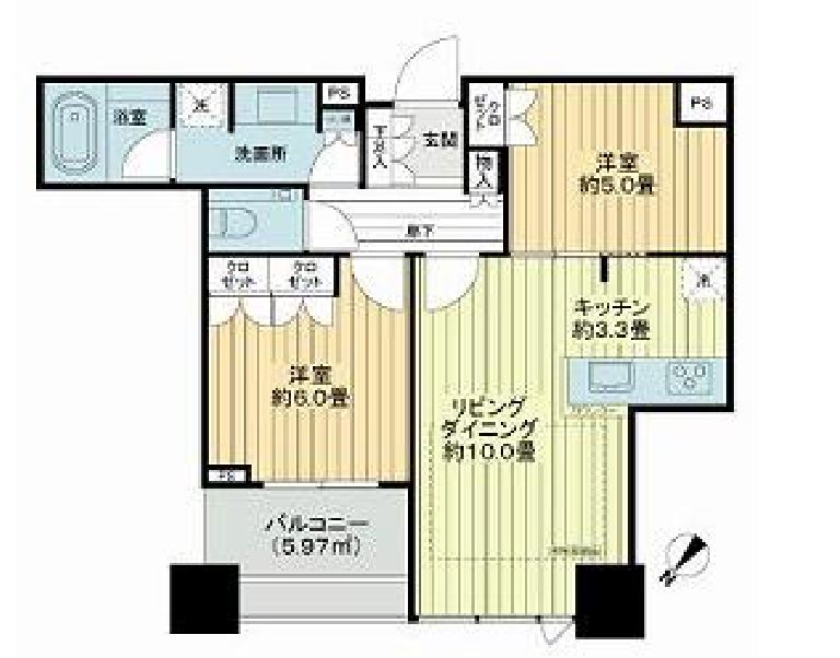 シティタワー有明　32F号室　間取り