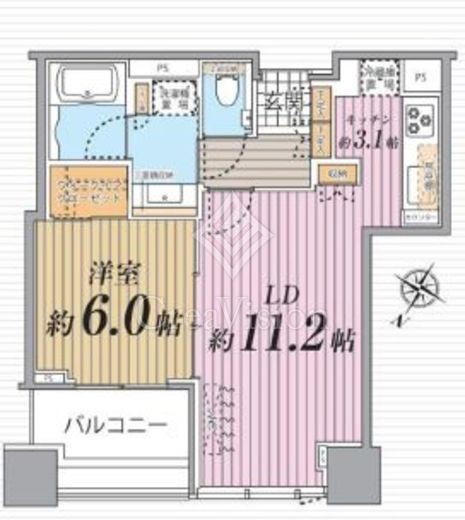 シティタワー有明　6F3号室　間取り