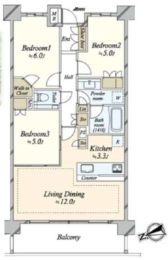 ザ・パークハウス成城彩景　405号室　間取り