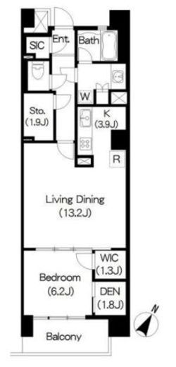 ブリリアイスト三軒茶屋ブラッサムテラス　713号室　間取り