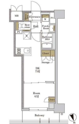 RJRプレシア大森北　214号室　間取り