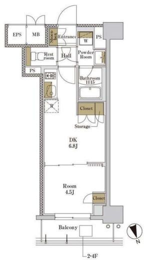 RJRプレシア大森北　316号室　間取り
