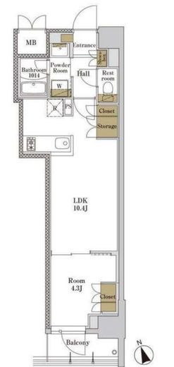 RJRプレシア大森北　507号室　間取り