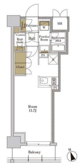 RJRプレシア大森北　510号室　間取り