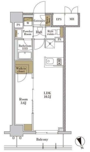 RJRプレシア大森北　517号室　間取り