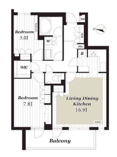 ピアース三宿　4F2号室　間取り