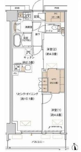 プライムネクサス大森北　312号室　間取り