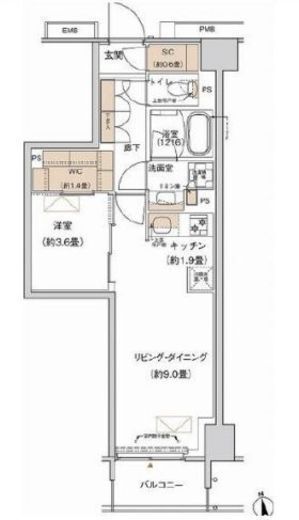 プライムネクサス大森北　613号室　間取り