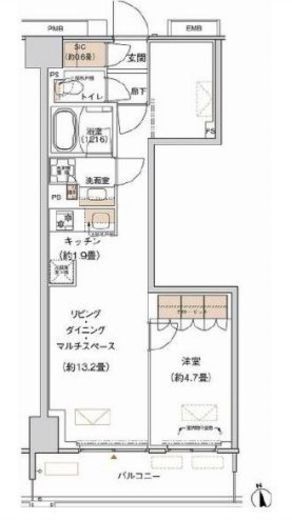 プライムネクサス大森北　614号室　間取り