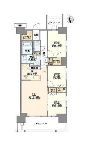 プラウド二子玉川　1103号室　間取り