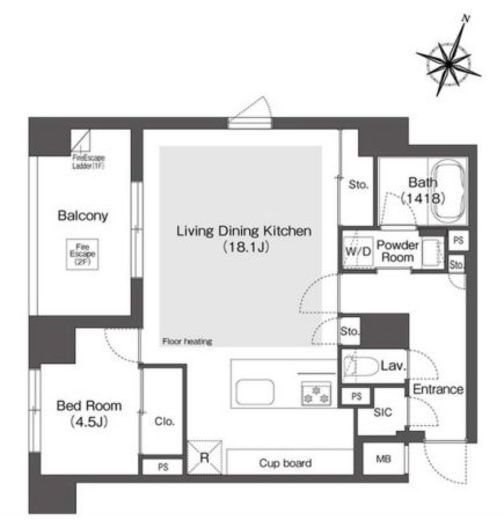 スタイリオ目黒大橋HILLSIDE　201号室　間取り