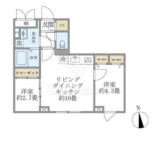 ウェルスクエア中延Ⅱ　402号室　間取り