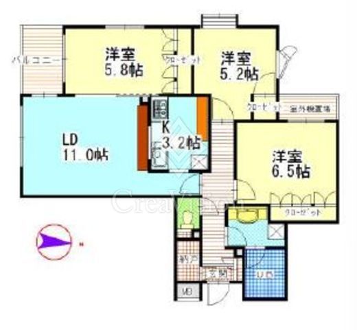 ヒルズ池尻東山公園　504号室　間取り