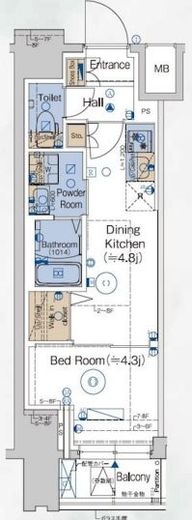 ガリシアレジデンス品川パークサイド　206号室　間取り