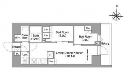 コンフォリア・リヴ南品川　101号室　間取り