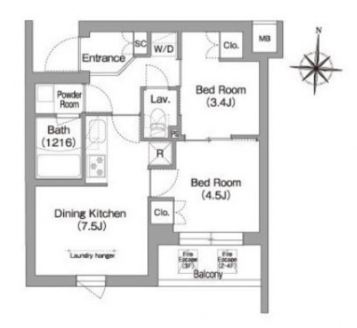 コンフォリア・リヴ南品川　124号室　間取り