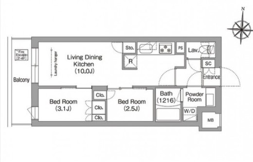 コンフォリア・リヴ南品川　222号室　間取り