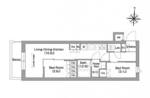 コンフォリア・リヴ南品川　324号室　間取り