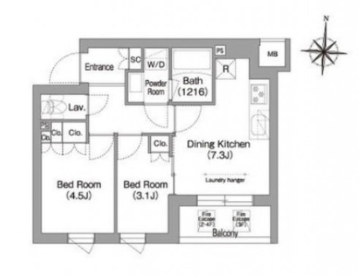 コンフォリア・リヴ南品川　326号室　間取り
