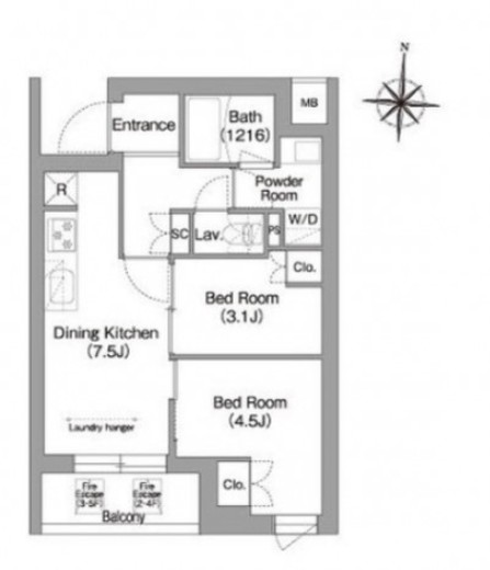 コンフォリア・リヴ南品川　330号室　間取り